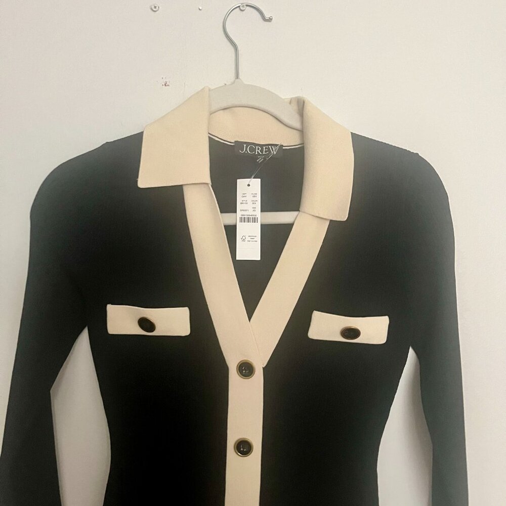 J.Crew Contrast mini sweater-dress in Supersculpt yarn-BN155-BLACK IVORY-NWT - Picture 5 of 5